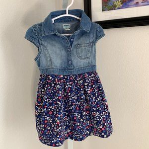 OLD NAVY Toddler Dress, Denim & Floral, Size: 2T
